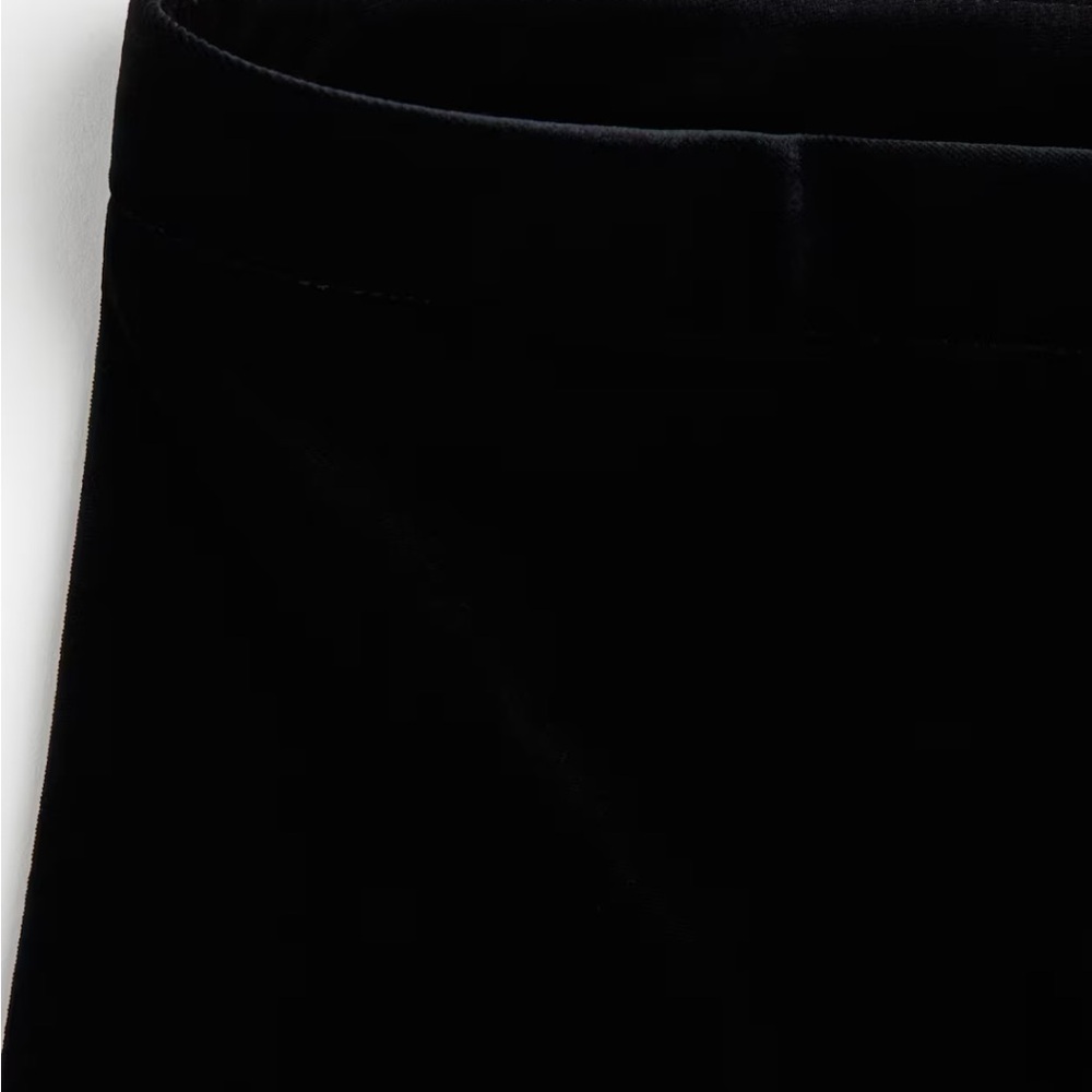 H&M NWT black velvet velour straight wide leg flare pants - Picture 6 of 7